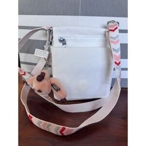 NEW Kipling Eldorado Alabaster white Chevron strap crossbody bag purse